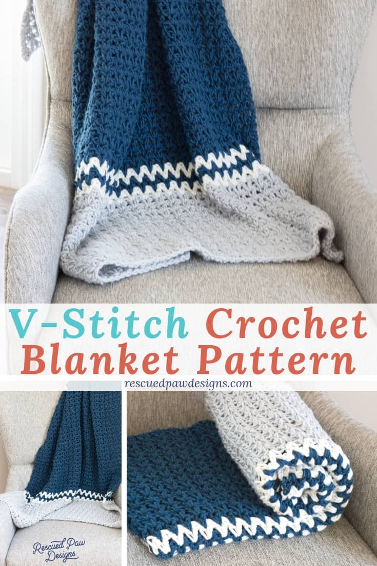Easy V-Stitch Crochet Blanket Pattern - Rescued Paw Designs