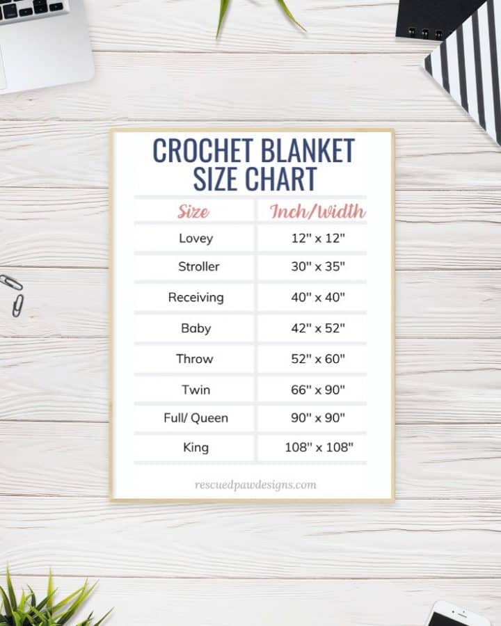 Crochet Blanket Sizes Chart